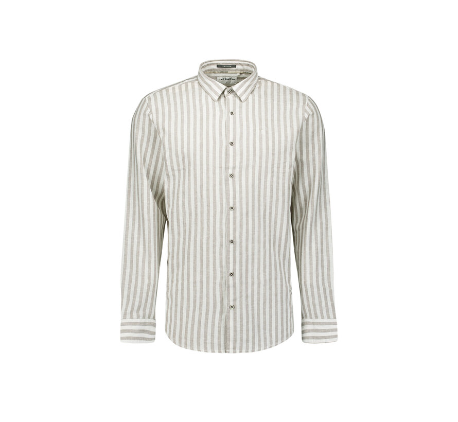 Overhemd Vertical Big Stripe With Linen Taupe (31470224 - 044)