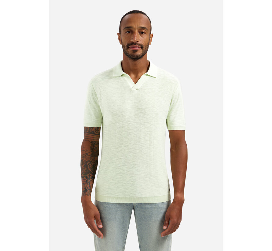 Pullover Short Sleeve V-Polo Slub Seagreen (31240266SN - 057)