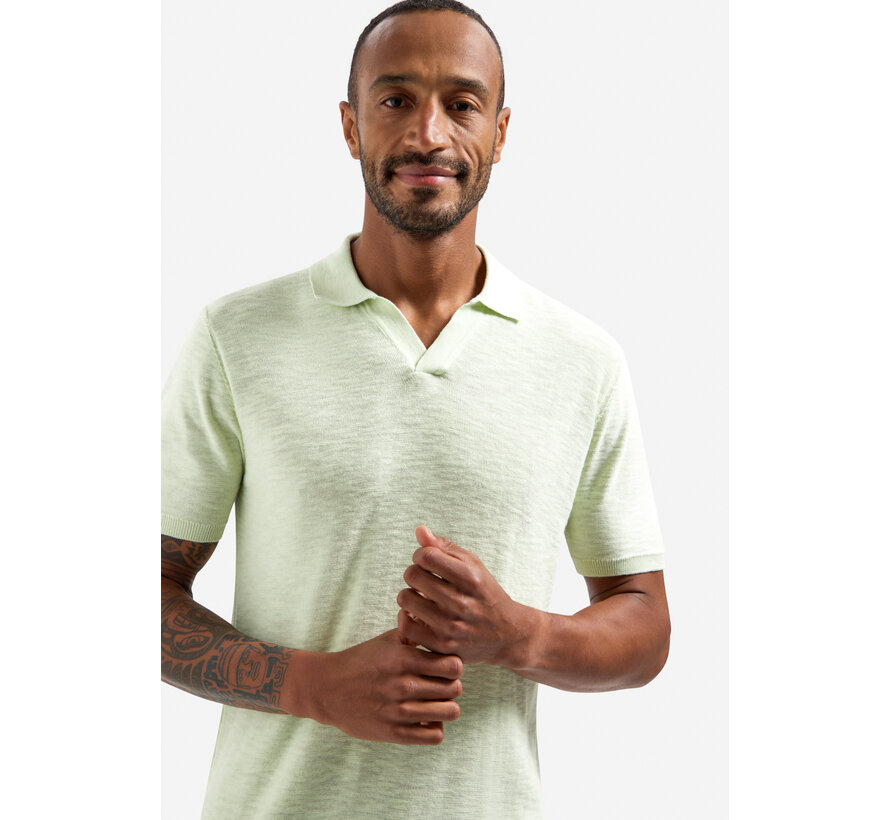 Pullover Short Sleeve V-Polo Slub Seagreen (31240266SN - 057)