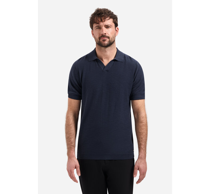 Pullover Short Sleeve V-Polo Slub Night Navy (31240266SN - 078)