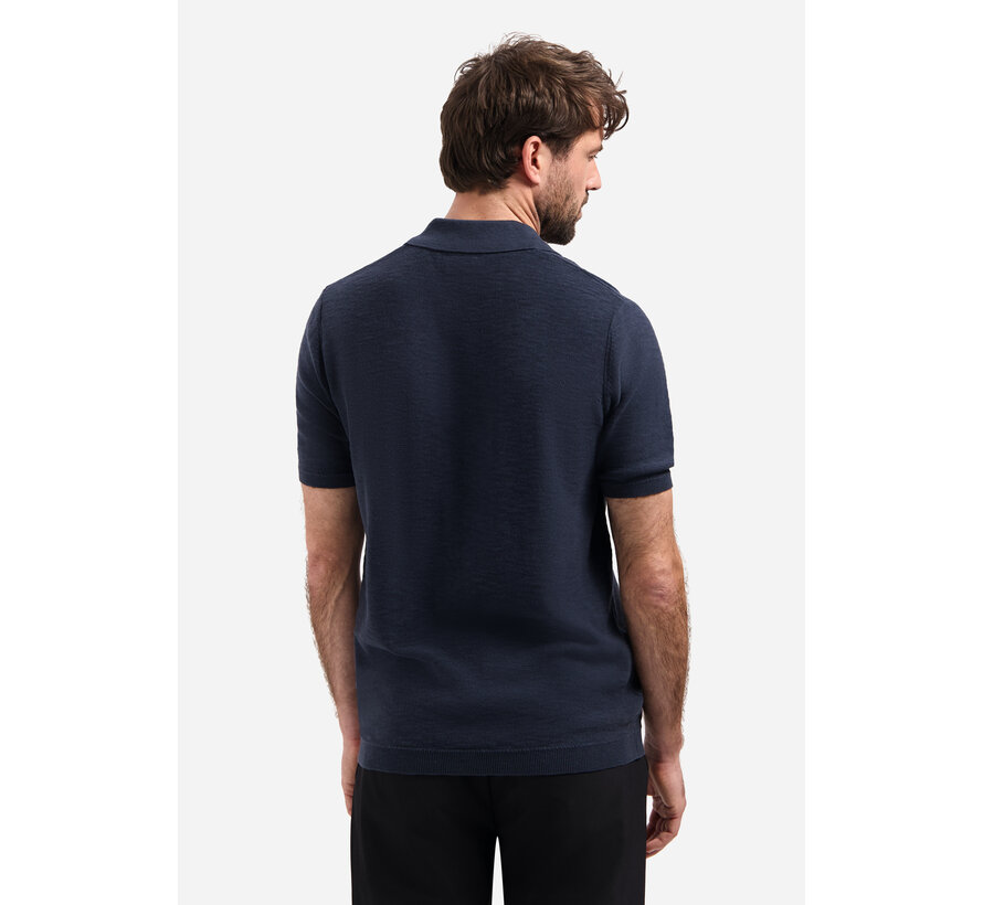 Pullover Short Sleeve V-Polo Slub Night Navy (31240266SN - 078)