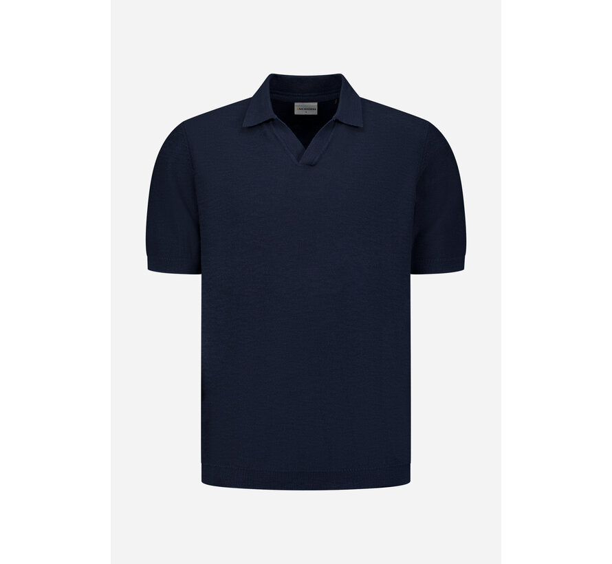 Pullover Short Sleeve V-Polo Slub Night Navy (31240266SN - 078)
