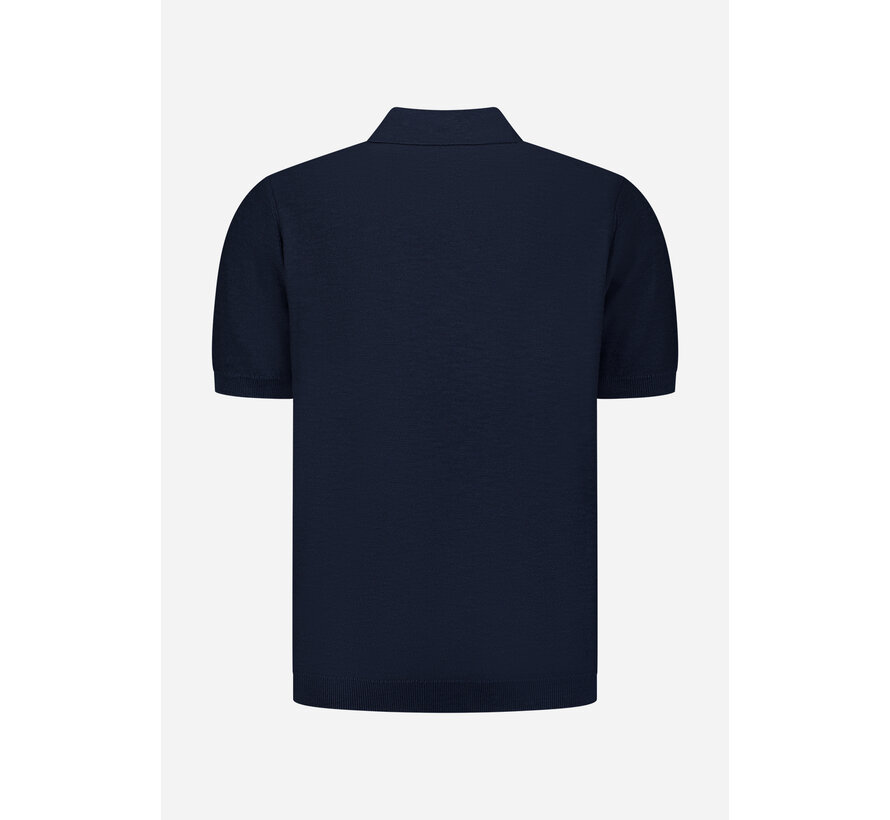 Pullover Short Sleeve V-Polo Slub Night Navy (31240266SN - 078)