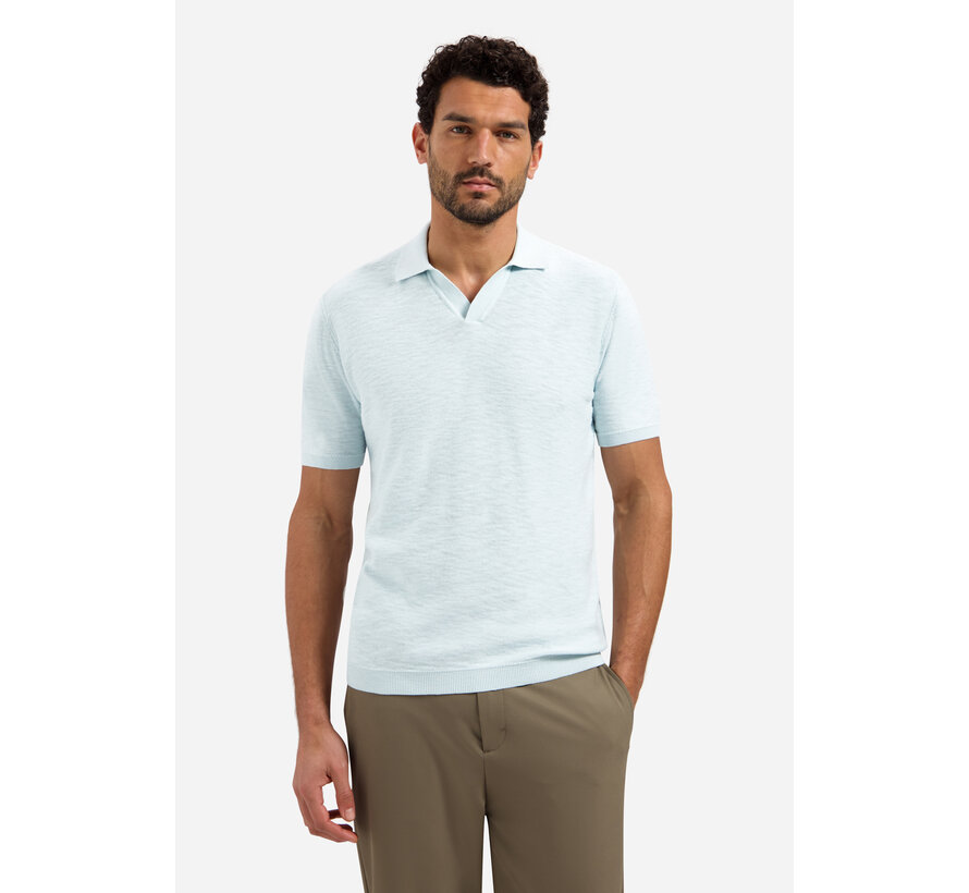 Pullover Short Sleeve V-Polo Slub Sky (31240266SN - 134)