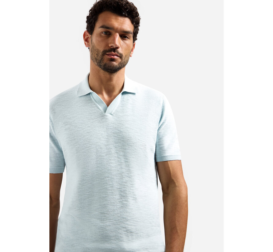 Pullover Short Sleeve V-Polo Slub Sky (31240266SN - 134)