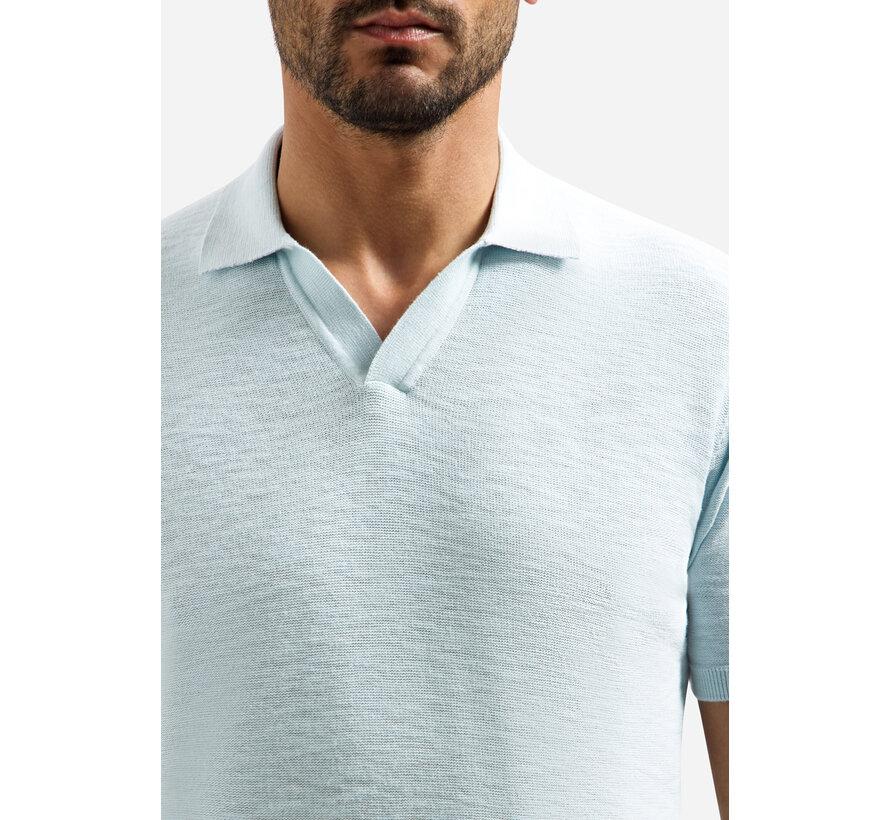 Pullover Short Sleeve V-Polo Slub Sky (31240266SN - 134)