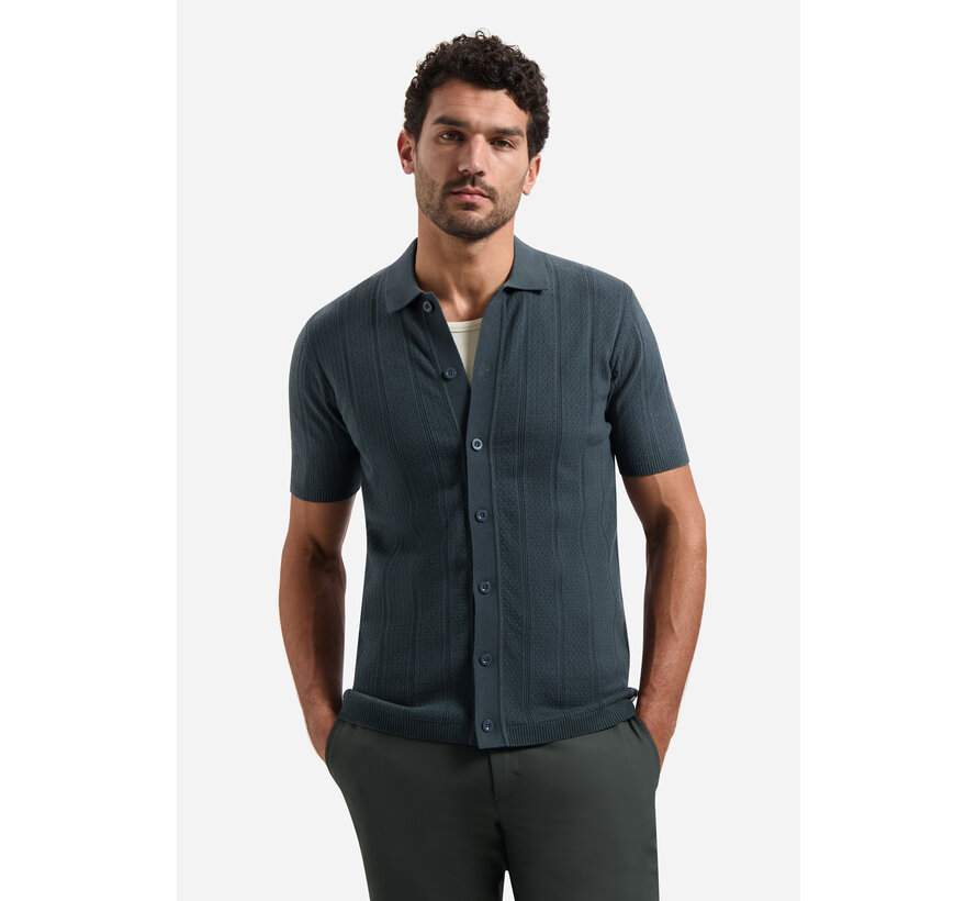 Pullover Short Sleeve Full Button Polo Dark Steel (31240371 - 124)