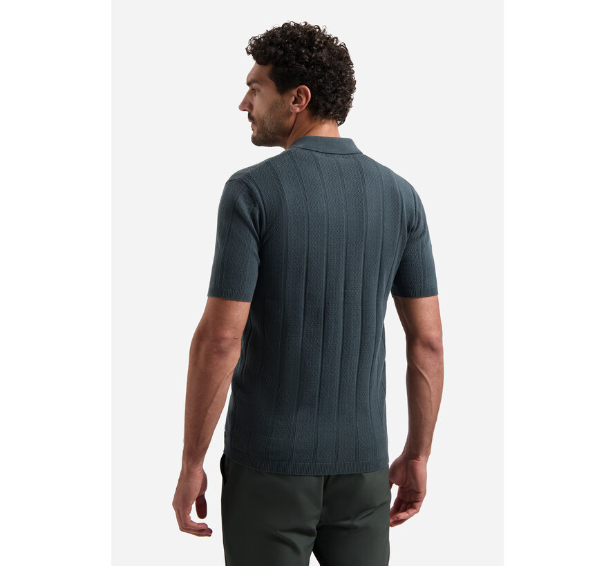 No Excess Pullover Short Sleeve Full Button Polo Dark Steel (31240371 - 124)