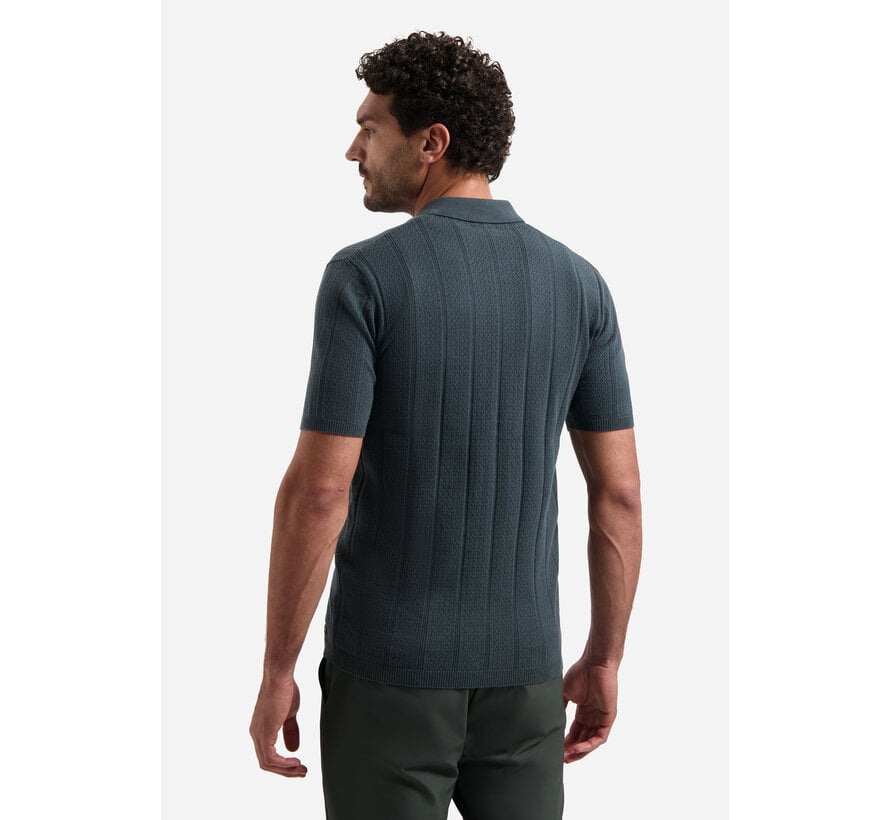 Pullover Short Sleeve Full Button Polo Dark Steel (31240371 - 124)