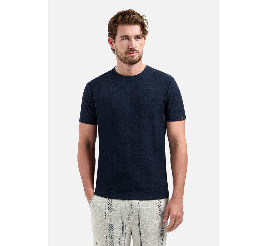 T-Shirt Crewneck Solid Jacquard Night Navy (31320230SN - 078)