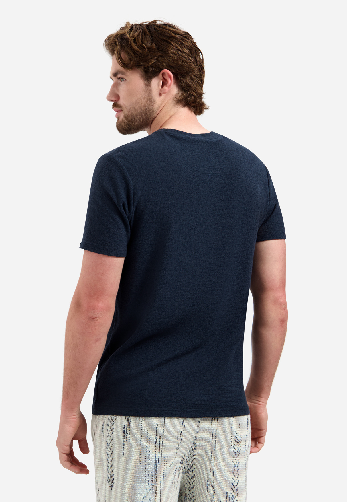 No Excess T-Shirt Crewneck Solid Jacquard Night Navy, foto 3