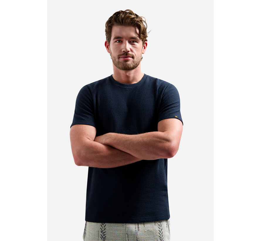 T-Shirt Crewneck Solid Jacquard Night Navy (31320230SN - 078)