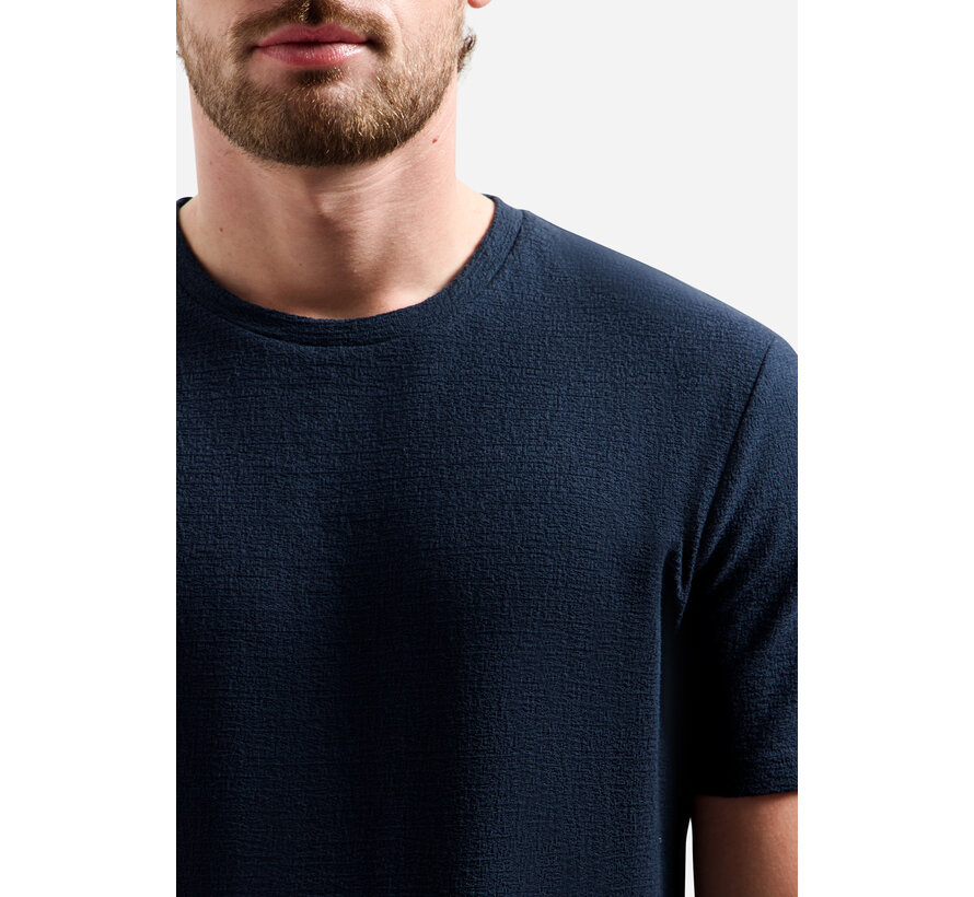 T-Shirt Crewneck Solid Jacquard Night Navy (31320230SN - 078)