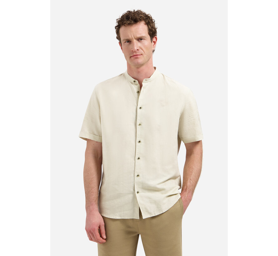Shirt Short Sleeve Granddad With Linen Desert (31480326SN - 045)