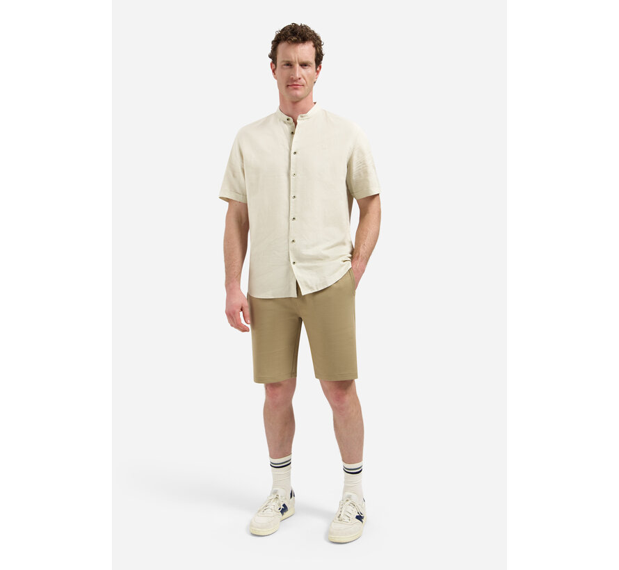 Shirt Short Sleeve Granddad With Linen Desert (31480326SN - 045)