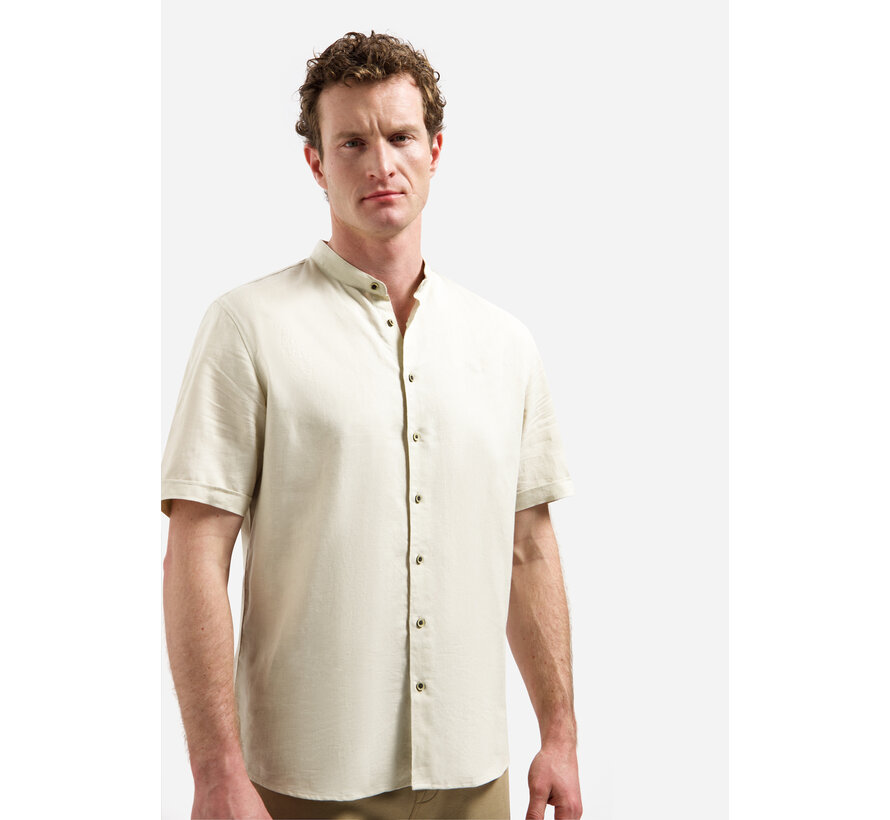 Shirt Short Sleeve Granddad With Linen Desert (31480326SN - 045)