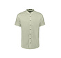 Shirt Short Sleeve Granddad With Linen Seagreen (31480326SN - 057)