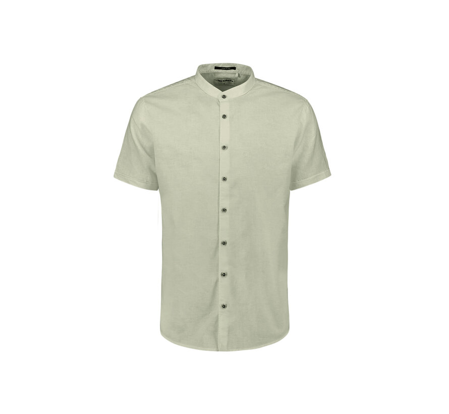 Shirt Short Sleeve Granddad With Linen Seagreen (31480326SN - 057)