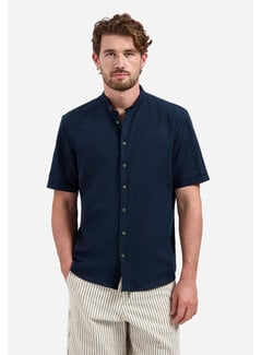 No Excess No Excess Shirt Short Sleeve Granddad With Linen Night Navy (31480326SN - 078)