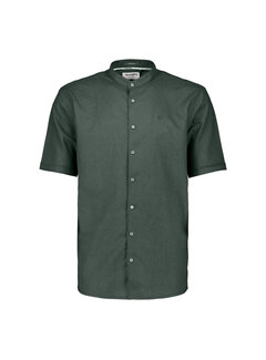 No Excess Shirt Short Sleeve Granddad With Linen Dark Steel (31480326SN - 124)