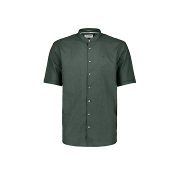 No Excess Shirt Short Sleeve Granddad With Linen Dark Steel (31480326SN - 124)