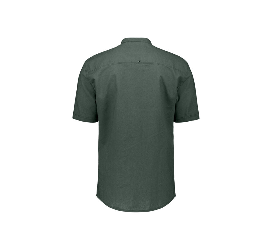 Shirt Short Sleeve Granddad With Linen Dark Steel (31480326SN - 124)