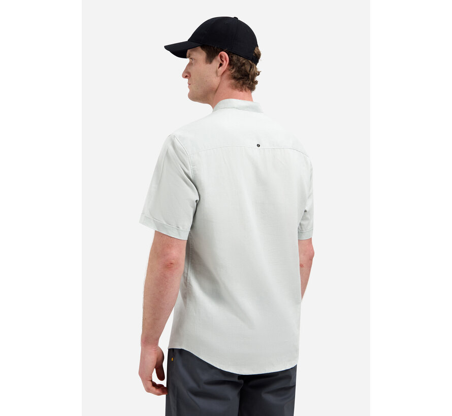 Shirt Short Sleeve Granddad With Linen Dusty Green (31480326SN - 159)