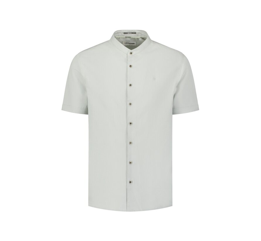 Shirt Short Sleeve Granddad With Linen Dusty Green (31480326SN - 159)