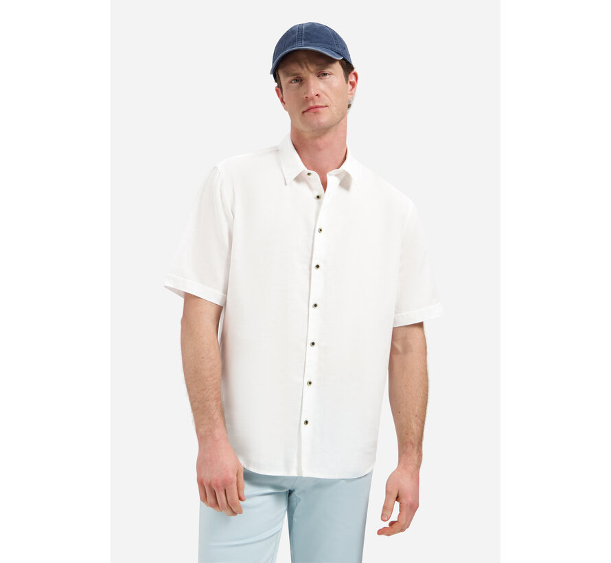 Shirt Short Sleeve With Linen White (31480321SN - 010)