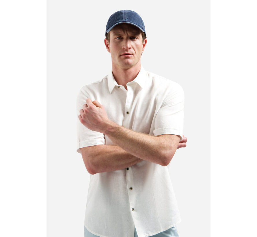 Shirt Short Sleeve With Linen White (31480321SN - 010)