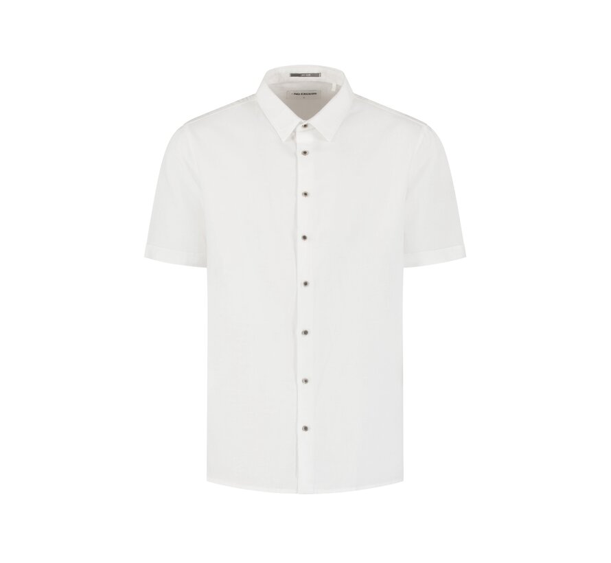 Shirt Short Sleeve With Linen White (31480321SN - 010)