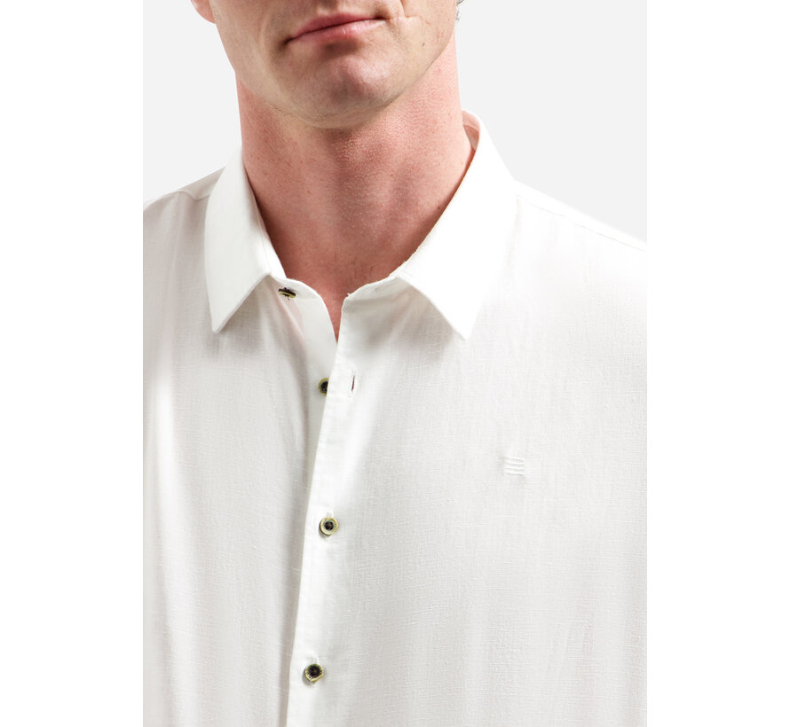 Shirt Short Sleeve With Linen White (31480321SN - 010)