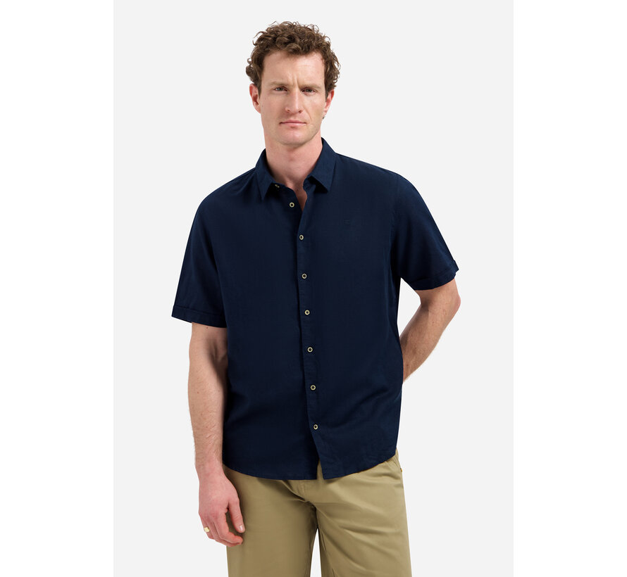 Shirt Short Sleeve With Linen Night Navy (31480321SN - 078)