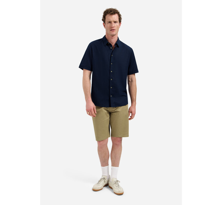 Shirt Short Sleeve With Linen Night Navy (31480321SN - 078)