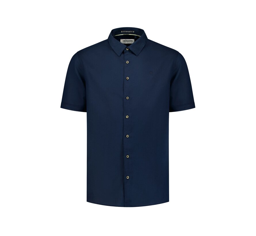 Shirt Short Sleeve With Linen Night Navy (31480321SN - 078)