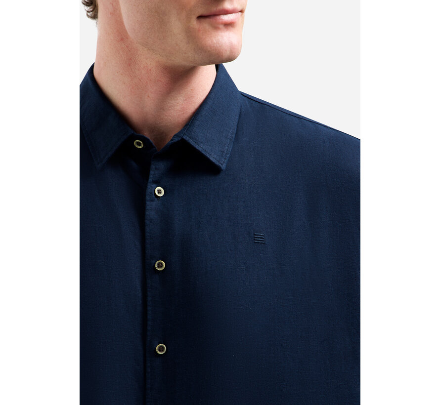 Shirt Short Sleeve With Linen Night Navy (31480321SN - 078)