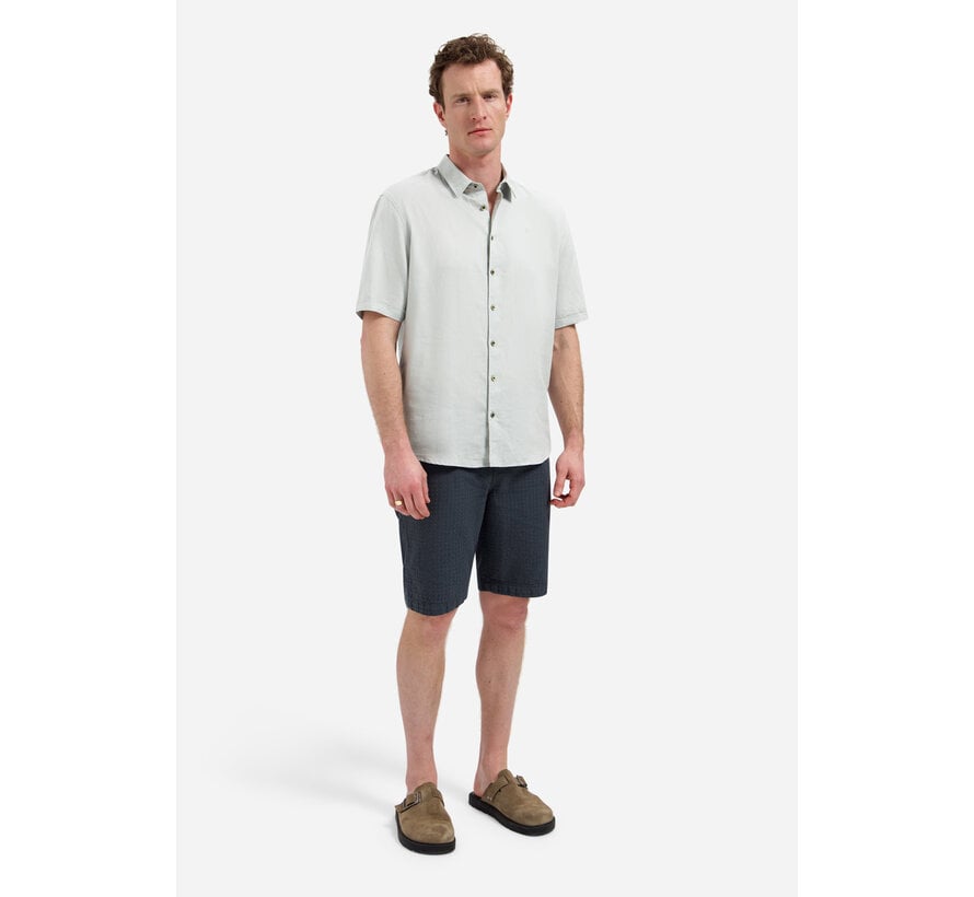 No Excess Shirt Short Sleeve With Linen Dusty Green (31480321SN - 159)