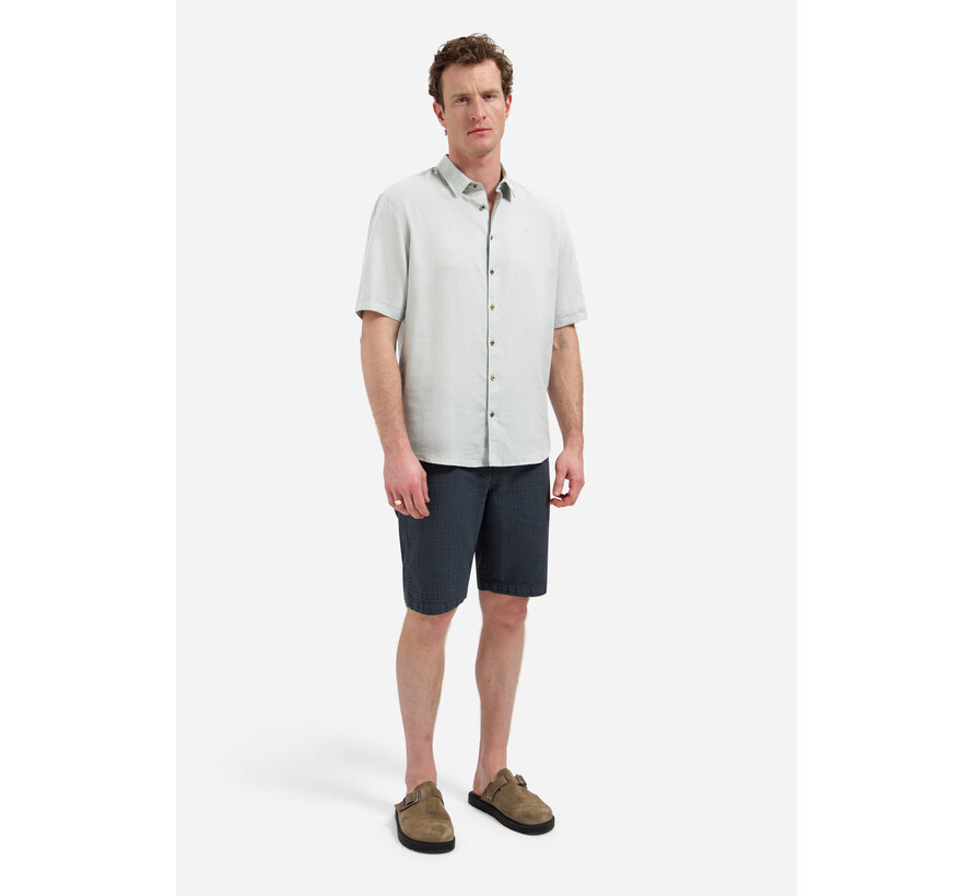 Shirt Short Sleeve With Linen Dusty Green (31480321SN - 159)