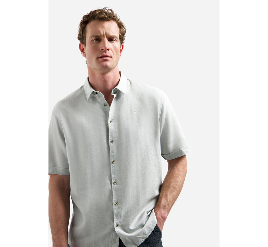 Shirt Short Sleeve With Linen Dusty Green (31480321SN - 159)
