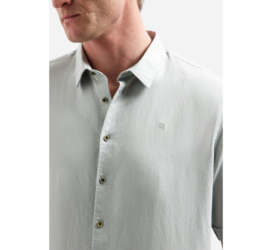 Shirt Short Sleeve With Linen Dusty Green (31480321SN - 159)