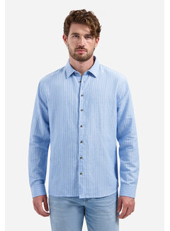 No Excess Shirt Vertical Small Stripe With Linen Blue (31470227SN - 030)
