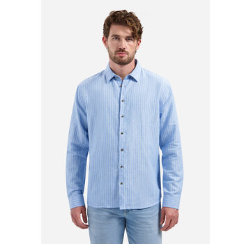 No Excess Shirt Vertical Small Stripe With Linen Blue (31470227SN - 030)