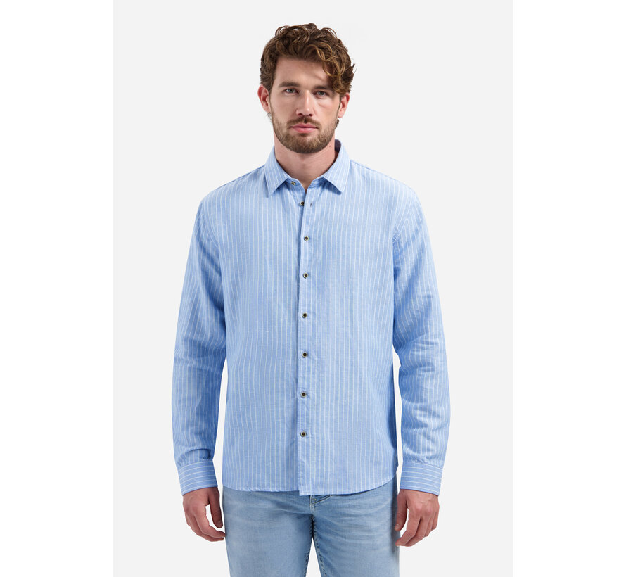 Shirt Vertical Small Stripe With Linen Blue (31470227SN - 030)
