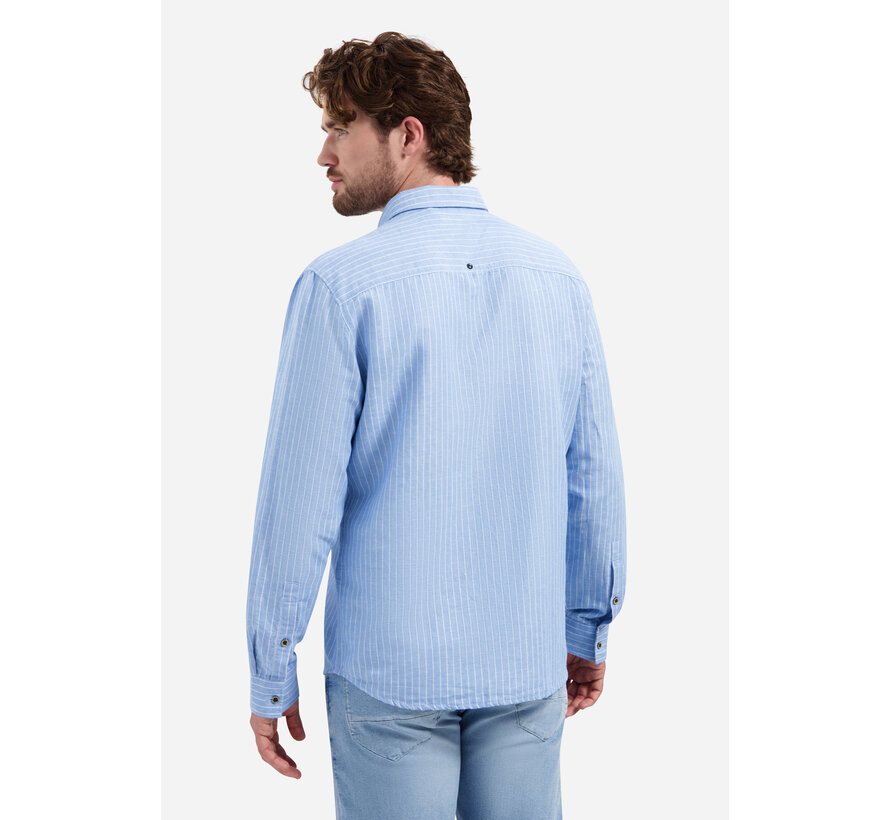 Shirt Vertical Small Stripe With Linen Blue (31470227SN - 030)