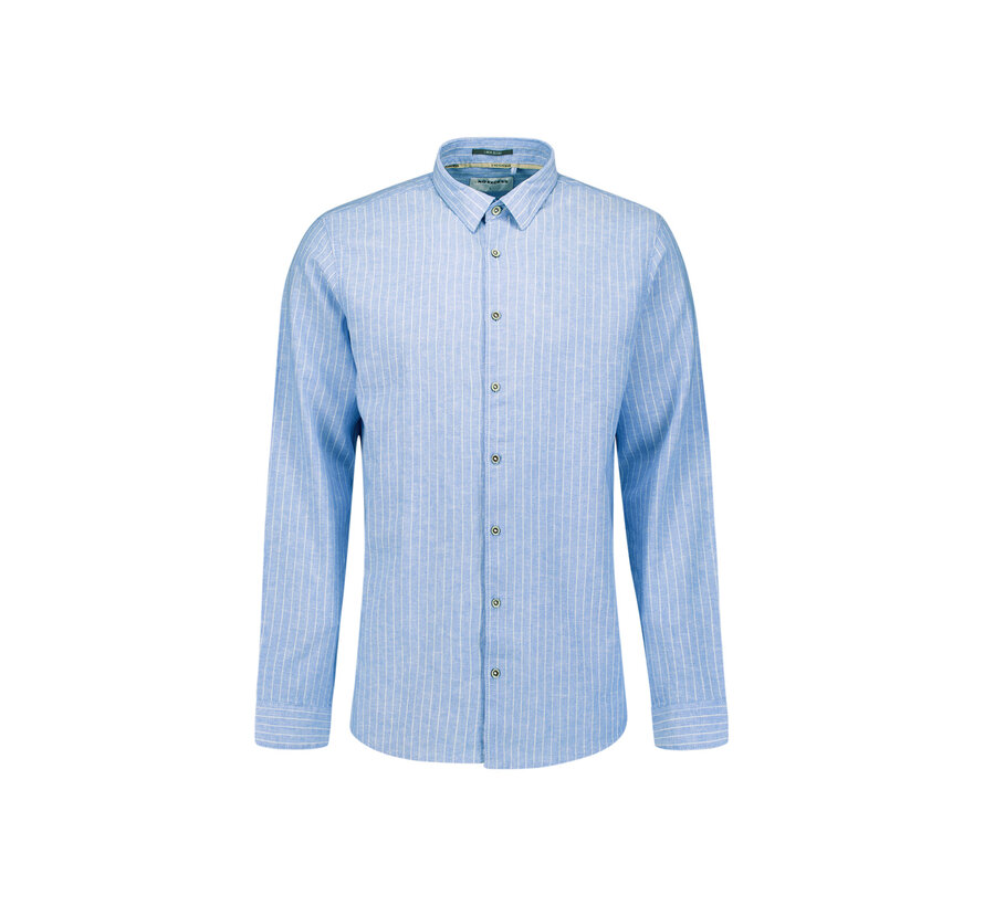Shirt Vertical Small Stripe With Linen Blue (31470227SN - 030)