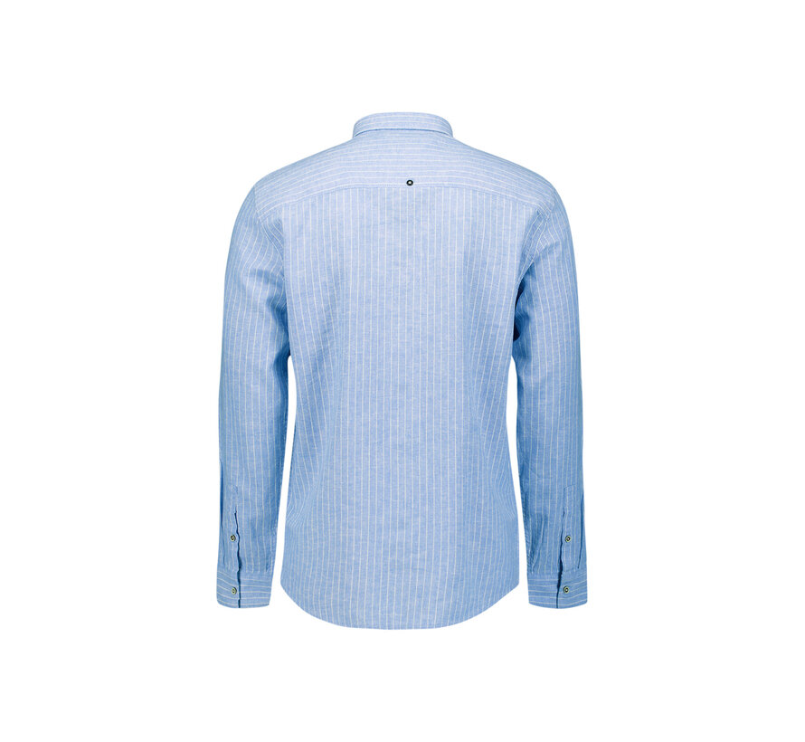 Shirt Vertical Small Stripe With Linen Blue (31470227SN - 030)