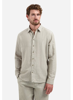 No Excess Shirt Vertical Small Stripe With Linen Taupe (31470227SN - 044)