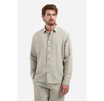 No Excess Shirt Vertical Small Stripe With Linen Taupe (31470227SN - 044)