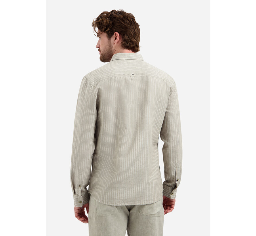 Shirt Vertical Small Stripe With Linen Taupe (31470227SN - 044)