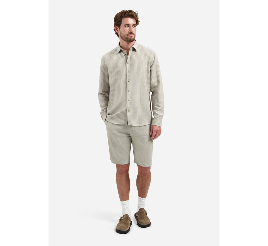 Shirt Vertical Small Stripe With Linen Taupe (31470227SN - 044)